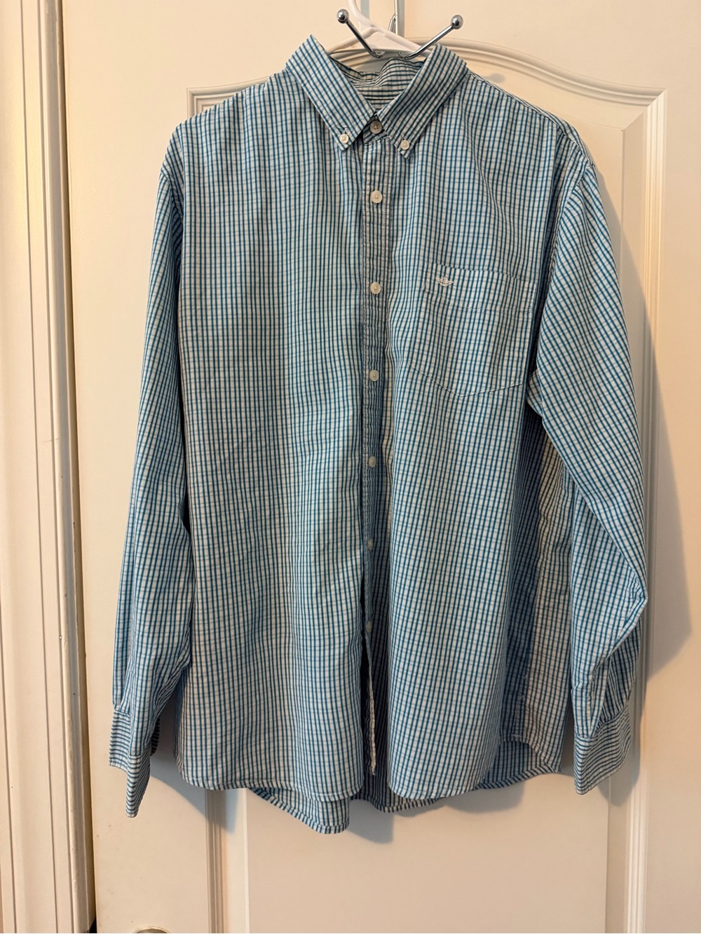 Dockers Men's Plaid Button Down Shirt Blue White Size L